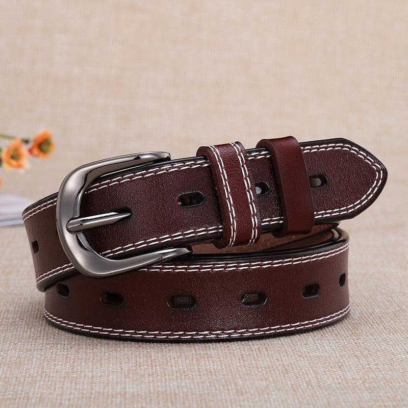 Belt in leather for women, model Hieu - Zictor