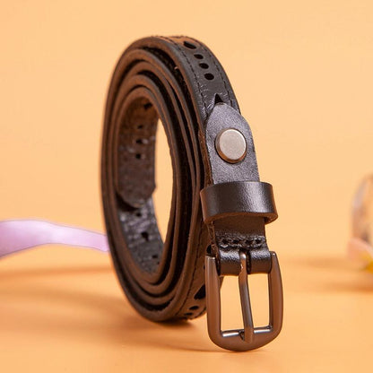 Belt in leather for women, model Maayan - Zictor
