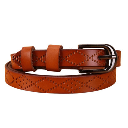 Belt in leather for women, model Mael - Zictor