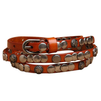 Rock Look Full Grain Belt With Studs - Model Marlee
