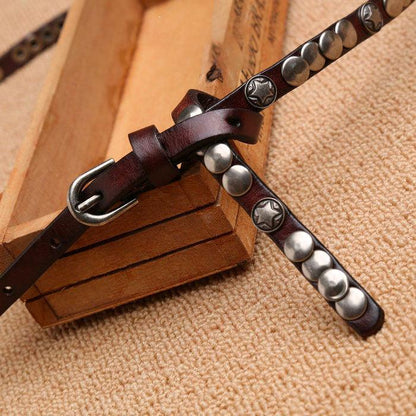 Belt in leather for women, model MarSimranyan - Zictor