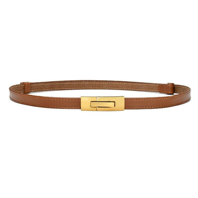 Belt For Women Camel With Gold Buckle - Model Oakland