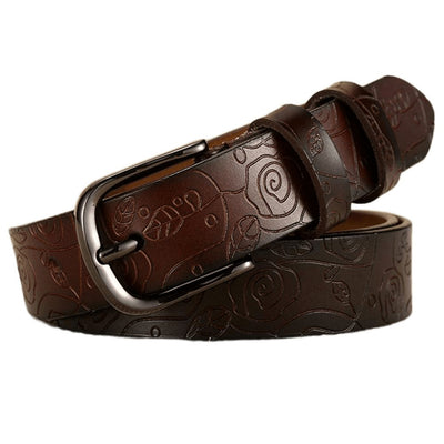 Women Belt Textured Floral Embossing - Model Perry