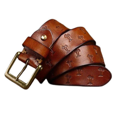 Palm Embossed Grain Belt for Women - Model Jessey