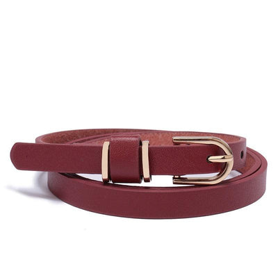 Red Belt For Women Gold Buckle - Model Alexis