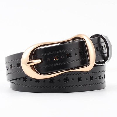 Black Cutout Belt For Women Oval Buckle - Model Tari