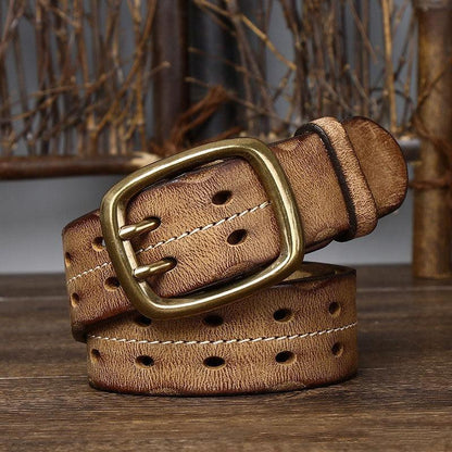 Belt in leather for women ou men, model Ravi - Zictor