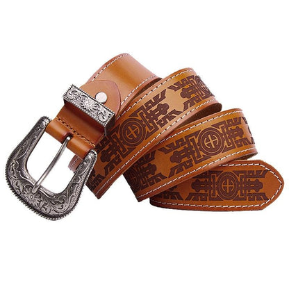 Belt in leather gravée Western for Women ou Men, model Blaise - Zictor