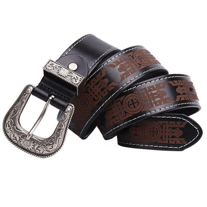 Belt in leather gravée Western for Women ou Men, model Blaise - Zictor