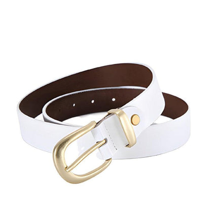 Belt Leather Lisse Buckle Golden For Women Model Cameryn by Zictor