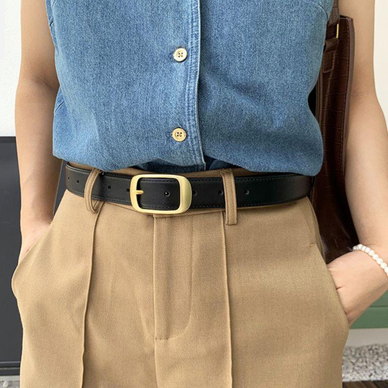 Belt Leather Lisse Buckle Golden For Women Model Corei by Zictor