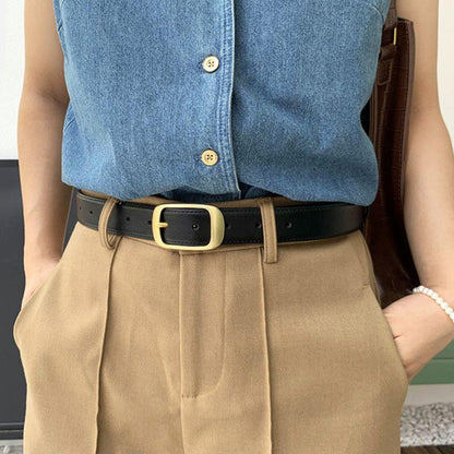 Belt Leather Lisse Buckle Golden For Women Model Corei by Zictor