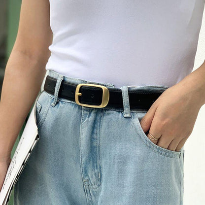 Belt Leather Lisse Buckle Golden For Women Model Corei by Zictor