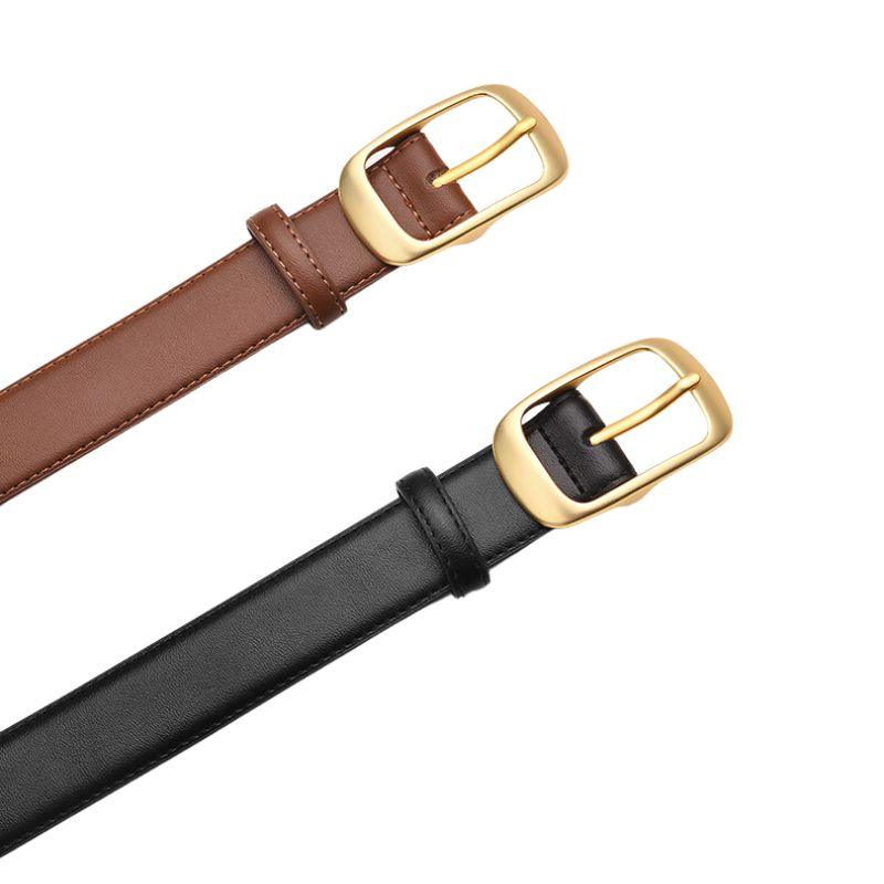 Belt Leather Lisse Buckle Golden For Women Model Corei by Zictor