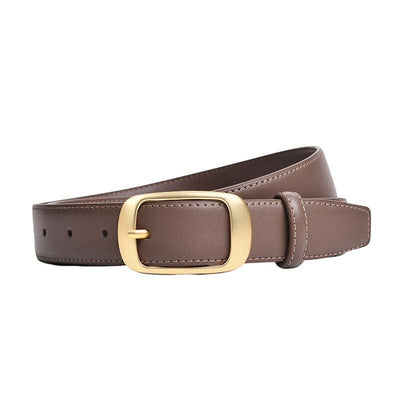 Smooth Belt With Gold Buckle For Women - Model Corei