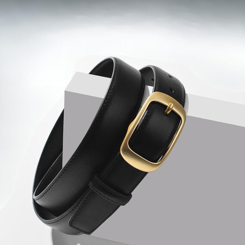 Belt Leather Lisse Buckle Golden For Women Model Corei by Zictor