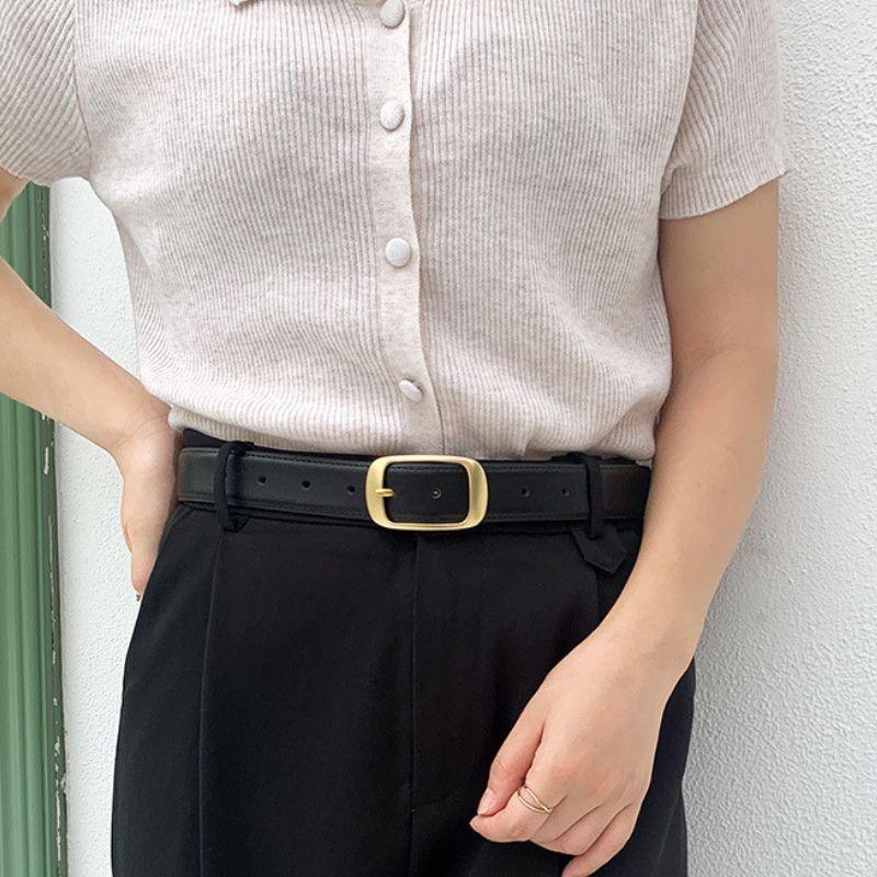 Belt Leather Lisse Buckle Golden For Women Model Corei by Zictor