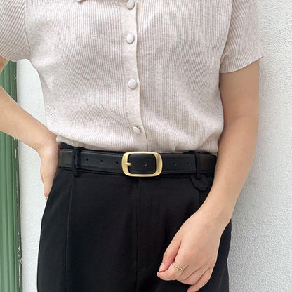 Belt Leather Lisse Buckle Golden For Women Model Corei by Zictor