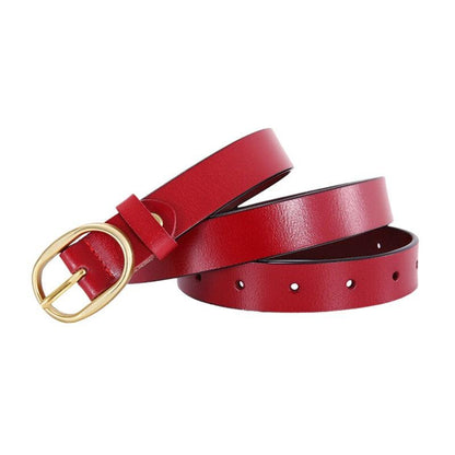 Belt Leather Lisse Buckle Ovale Golden For Women Model Kaci by Zictor