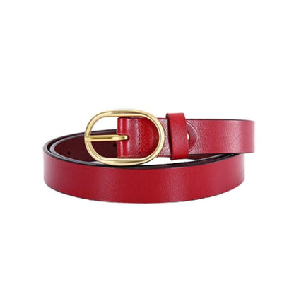 Belt Leather Lisse Buckle Ovale Golden For Women Model Kaci by Zictor