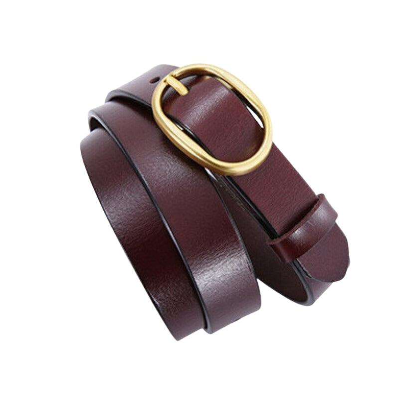 Belt Leather Lisse Buckle Ovale Golden For Women Model Kaci by Zictor