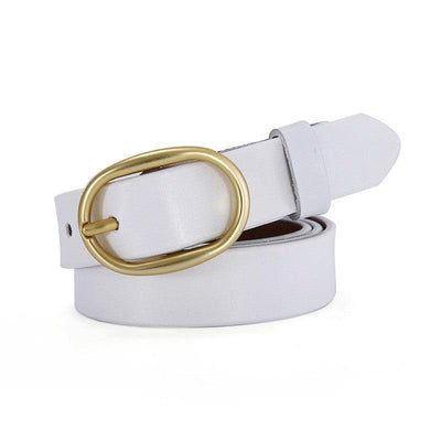 Smooth Belt With Gold Oval Buckle - Model Kaci