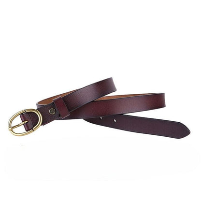 Belt Leather Lisse Buckle Ovale Golden Retro For Women Model Austin by Zictor