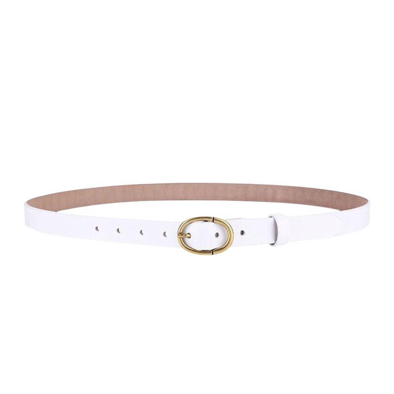 Belt Leather Lisse Buckle Ovale Golden Retro For Women Model Austin by Zictor