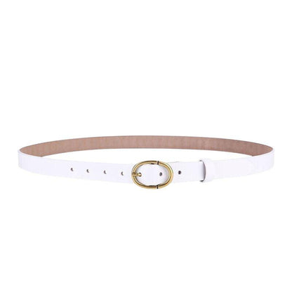 Belt Leather Lisse Buckle Ovale Golden Retro For Women Model Austin by Zictor