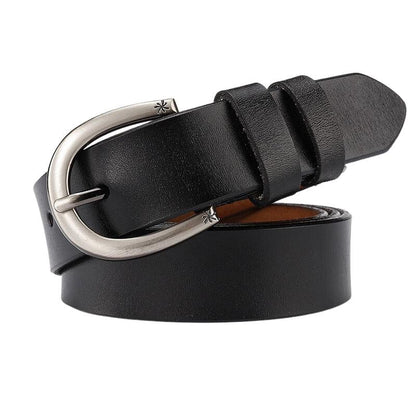 Belt in leather lisse for women buckle décor Etoile, model Kendrixelle