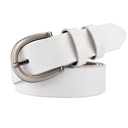 Belt in leather lisse for women buckle décor Etoile, model Kendrixelle
