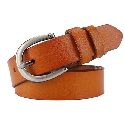 Belt in leather lisse for women buckle décor Etoile, model Kendrixelle