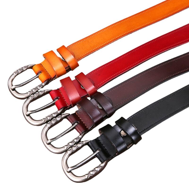 Belt Leather Lisse For Women Buckle Decor Triangles Model Mathis by Zictor