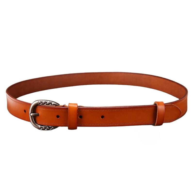 Belt Leather Lisse For Women Buckle Decor Triangles Model Mathis by Zictor