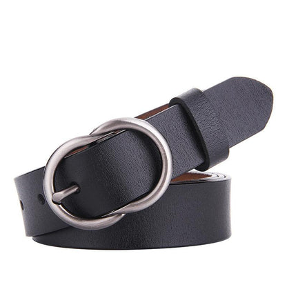 Belt in leather lisse for women to buckle Rétro, model IzKendrixe
