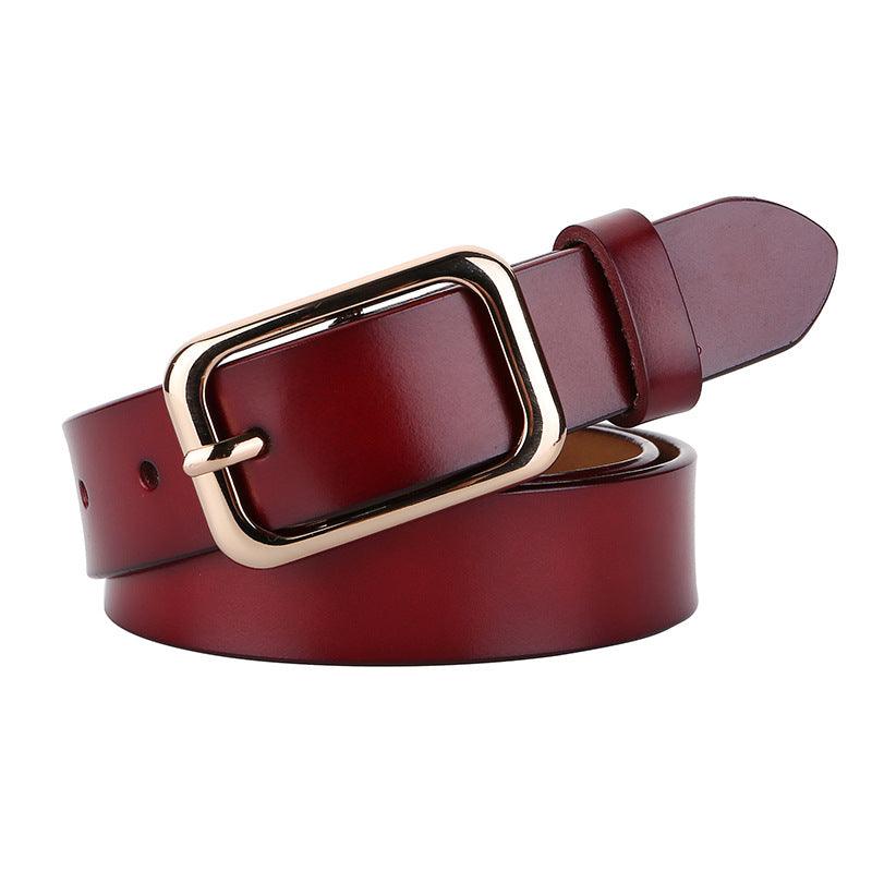 Belt in leather lisse for women to buckle single, model Keely