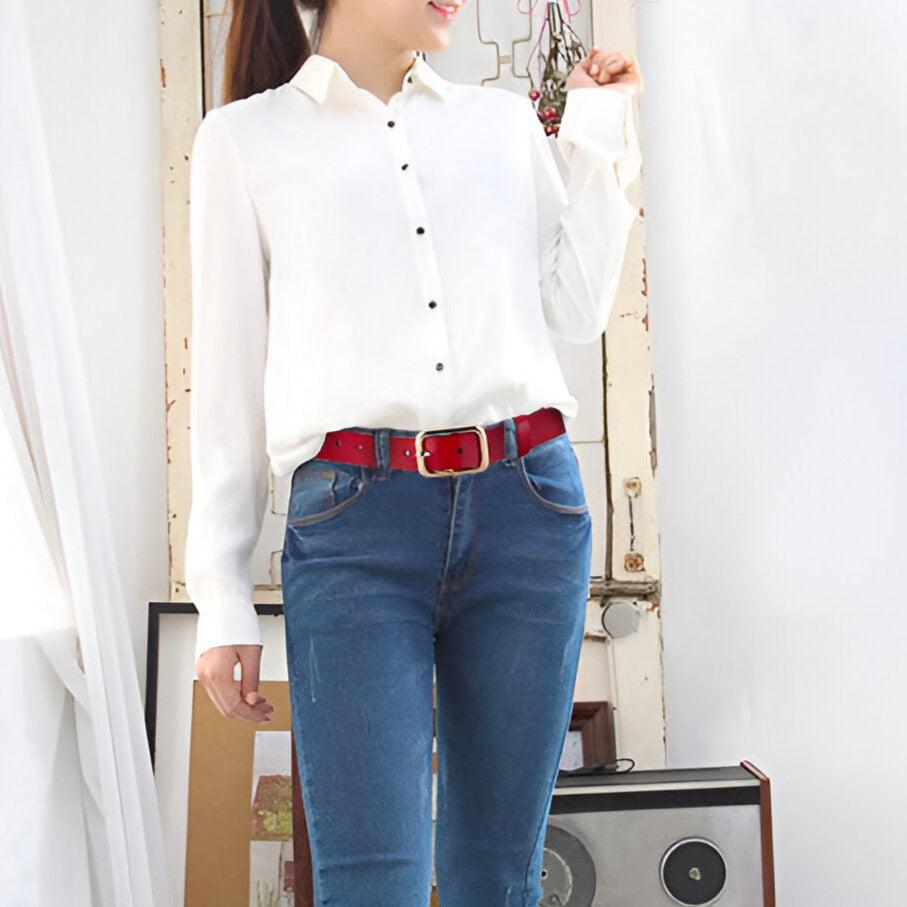 Belt Leather Lisse For Women TO Buckle Single Model Keely by Zictor