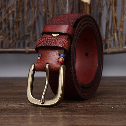 Personalized Fashion New Pure Cowhide Belt Men 39 S Leather Pin Buckle Fashion Trend Full Embossed Pattern Belt Auri by Zictor