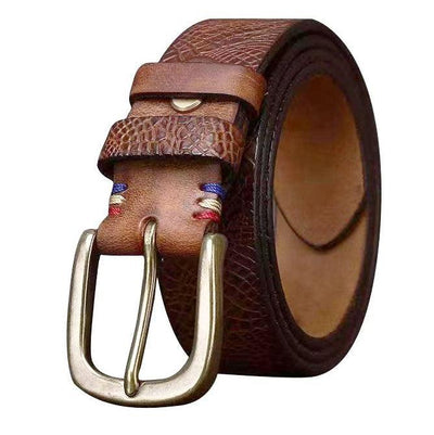 Men's Cowhide Belt With Embossed Pattern - Model Auri