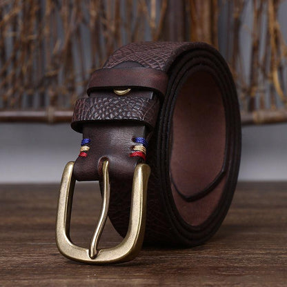 Personalized Fashion New Pure Cowhide Belt Men 39 S Leather Pin Buckle Fashion Trend Full Embossed Pattern Belt Auri by Zictor