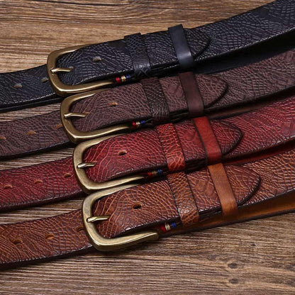 Personalized Fashion New Pure Cowhide Belt Men 39 S Leather Pin Buckle Fashion Trend Full Embossed Pattern Belt Auri by Zictor