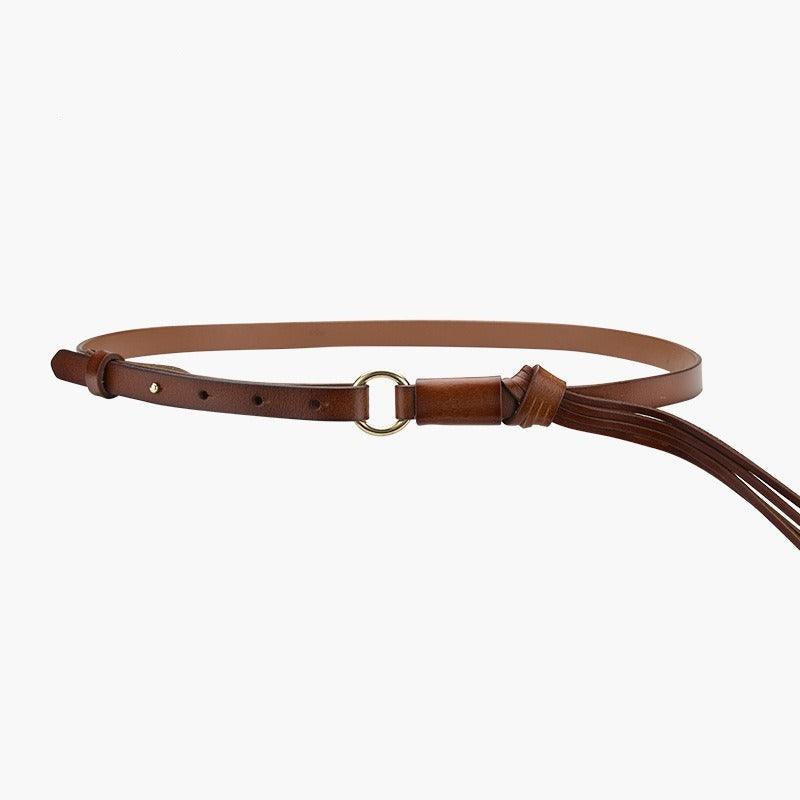 Belt in leather ornée d'a pompon for women, model BChenne - Zictor