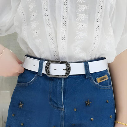 Belt Leather Papillons For Women Buckle Florale Model Budi by Zictor