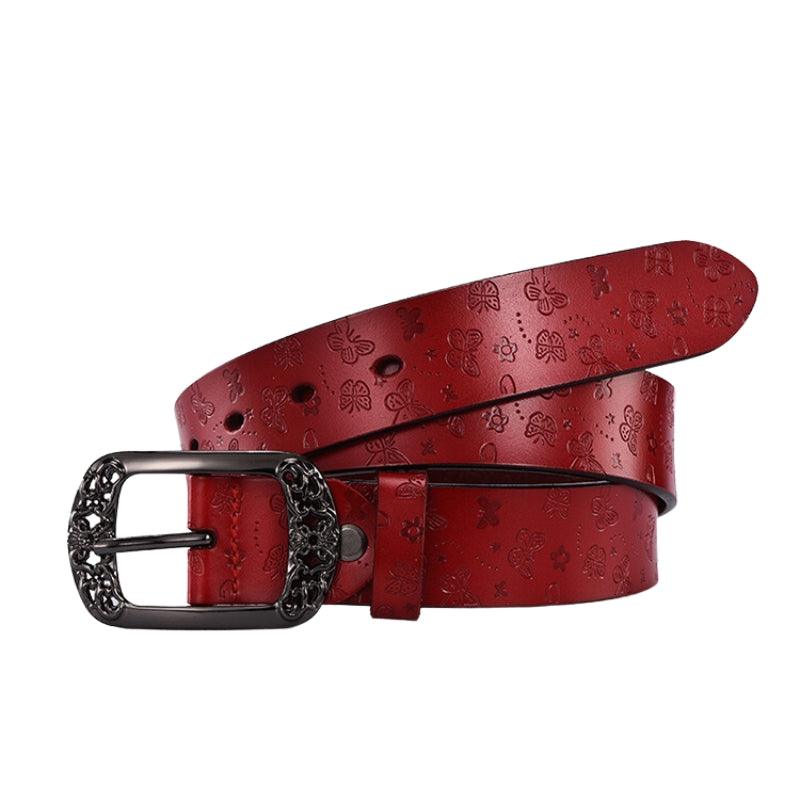 Belt Leather Papillons For Women Buckle Florale Model Budi by Zictor