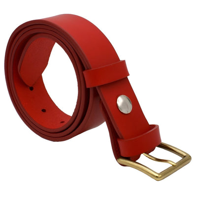 Red Full - Grain Belt With Gold Buckle - Model Camile