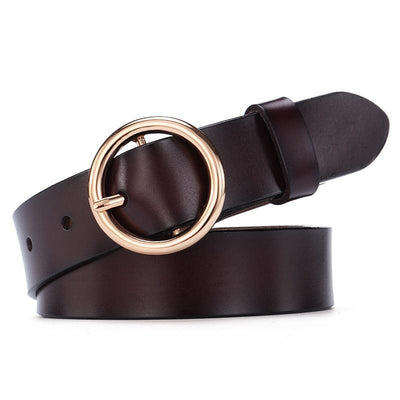 Belt for Women - Round Gold Buckle - Model Quinne