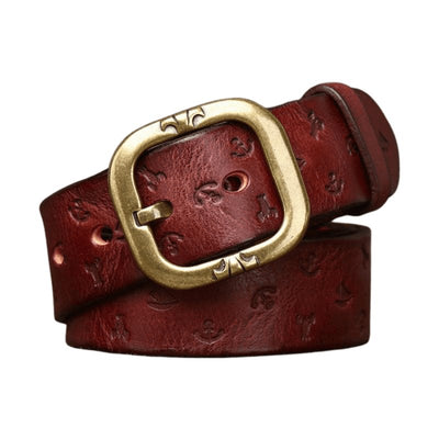 Men's Belt Grain Square Buckle - Model Bowie