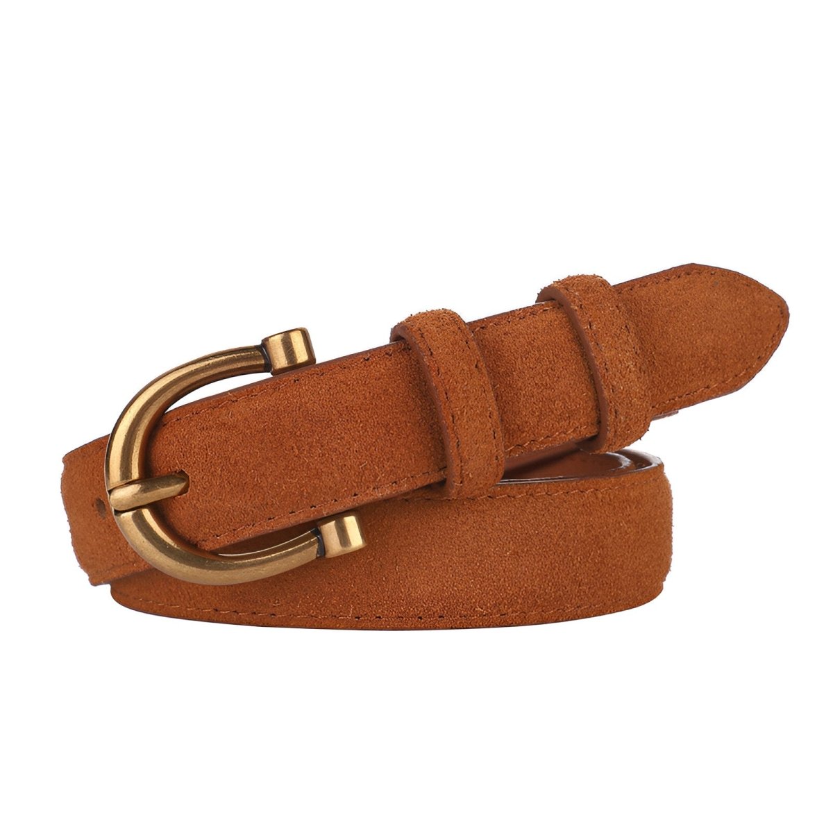 Belt in leather véritable suédé, single and chic, model Pénélope - Zictor
