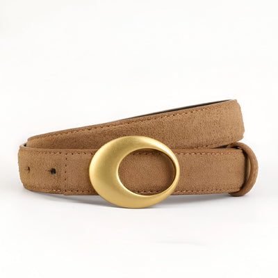 Suede Belt With Eclipse Buckle - Model Ariela