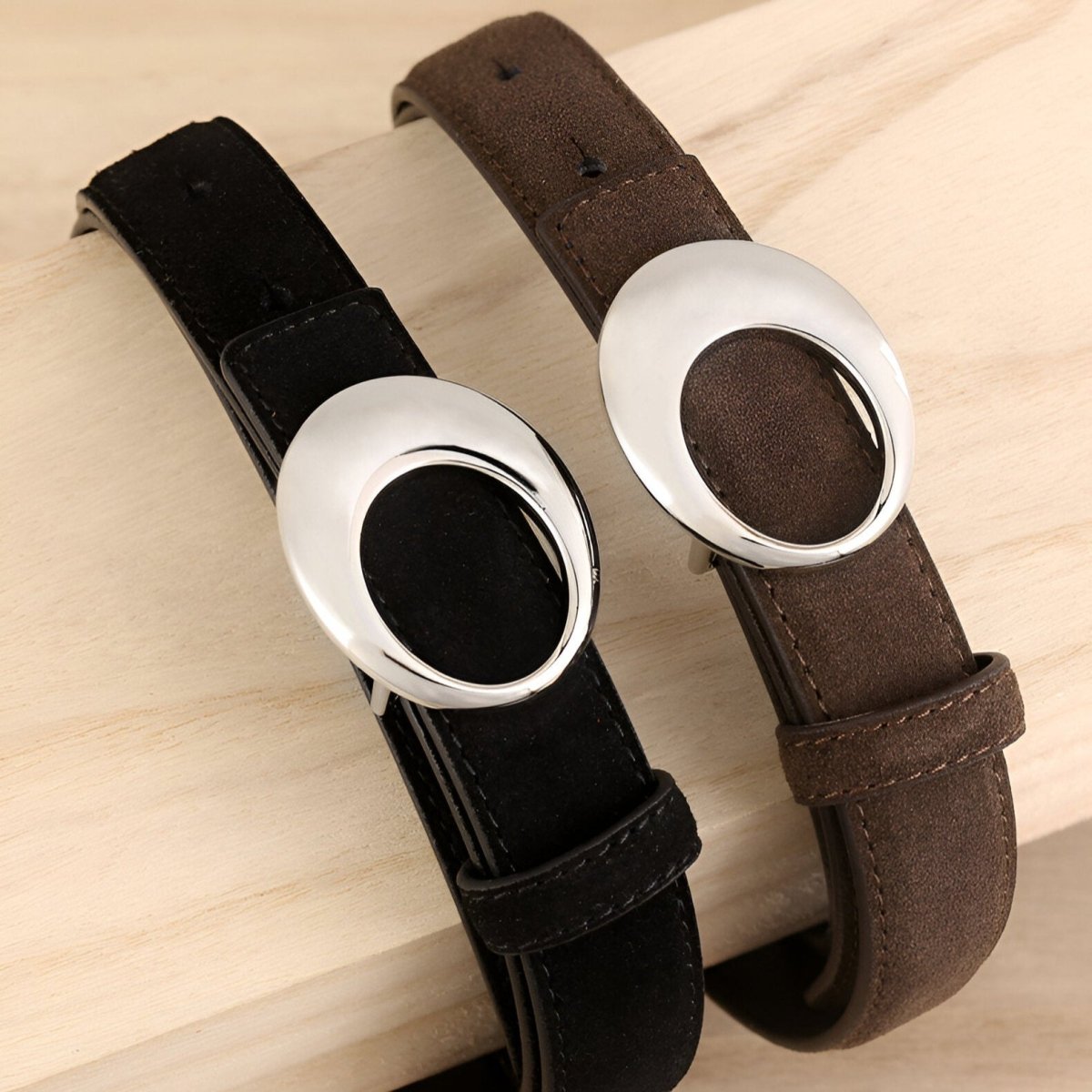 Belt Leather Veritable Suede TO Buckle Eclipse Model Ariela by Zictor